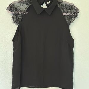Elegant Black Lace Sleeve Women's Top
